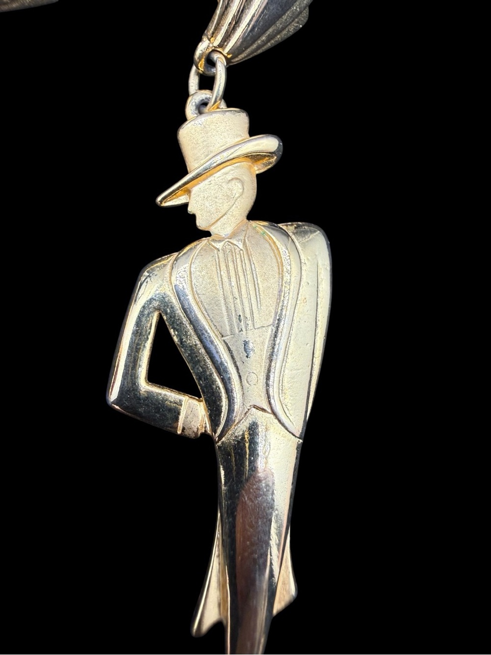 Vintage Jonette Jewelry Gold-Tone Art Deco Couple Drop Earrings - Picture 3 of 6